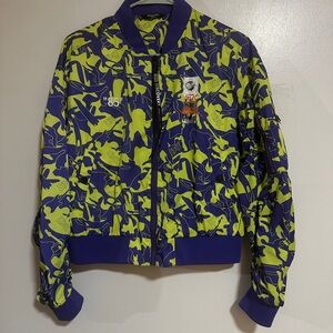 Stylish Purple and Green Bomber Jacket